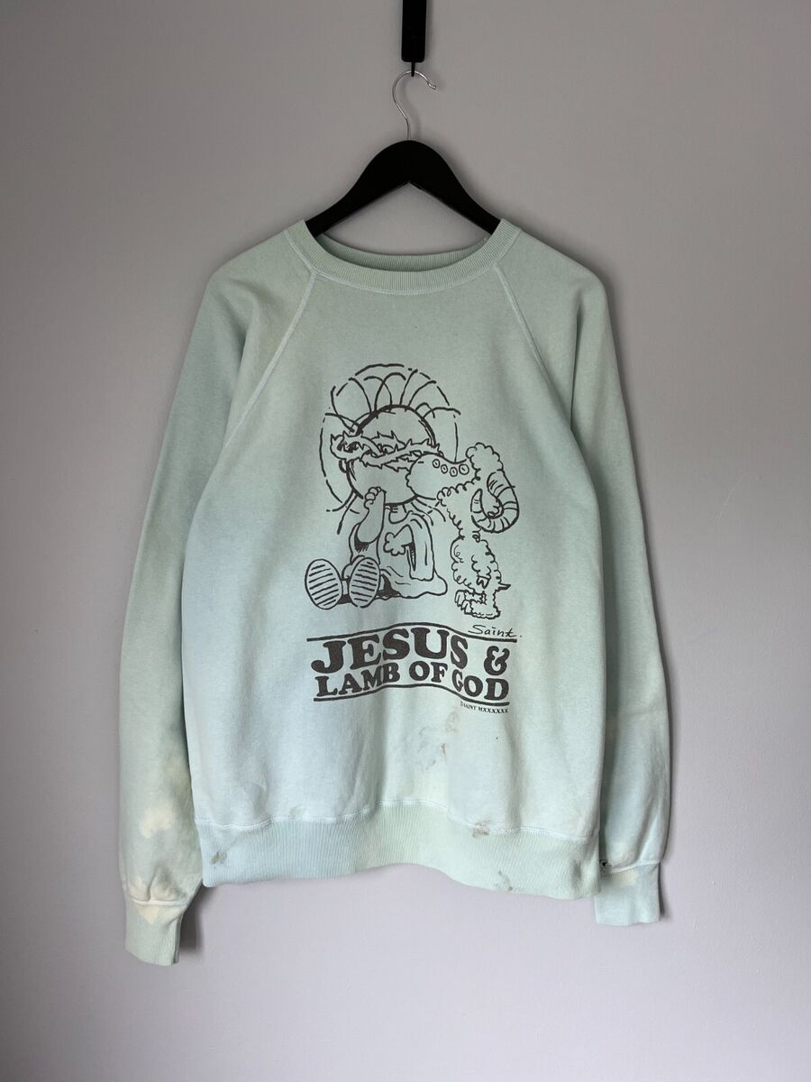 Saint Michael Jesus & Lamb of God Crewneck Sweatshirt - Size Saint Michael Jesus & Lamb of God Crewneck Sweatshirt - Size
