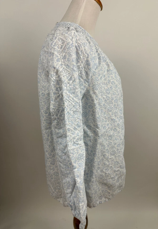 JOIE синий со сборками вышитый хлопок верхний женщин S - Изображение 2 из 4