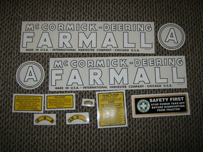 Farmall  A Decal Set  1939-1944  ''McCORMICK-DEERING FARMALL'' 