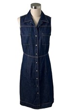 Vintage JACOB ANNEXE Denim Dress Sleeveless Pearl Snaps Size 9/10 Medium EUC