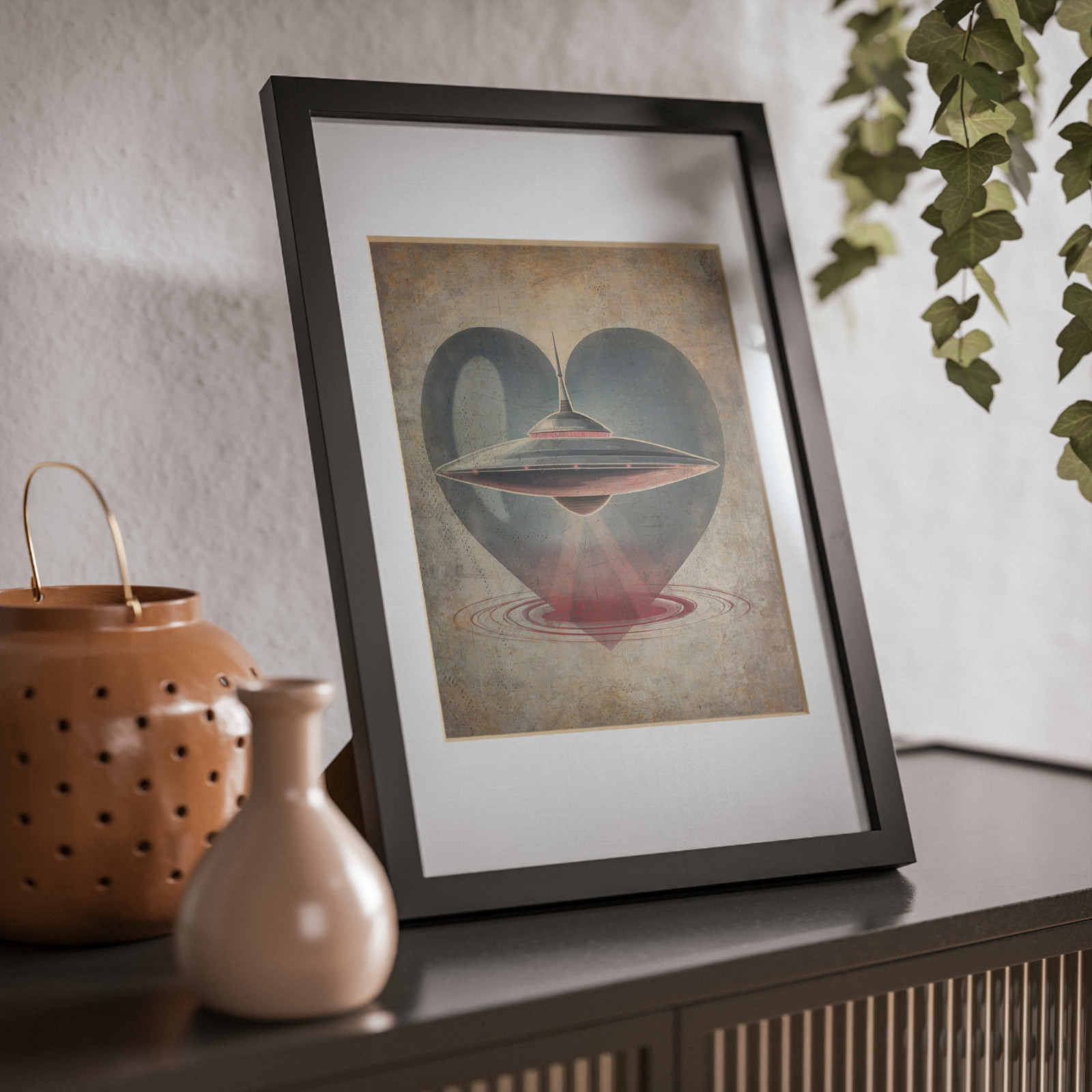 Vintage UFO HEART Wall Art, fantascienza Bob Lazar decorazione UAP, poster divulgazione aliena foto 4
