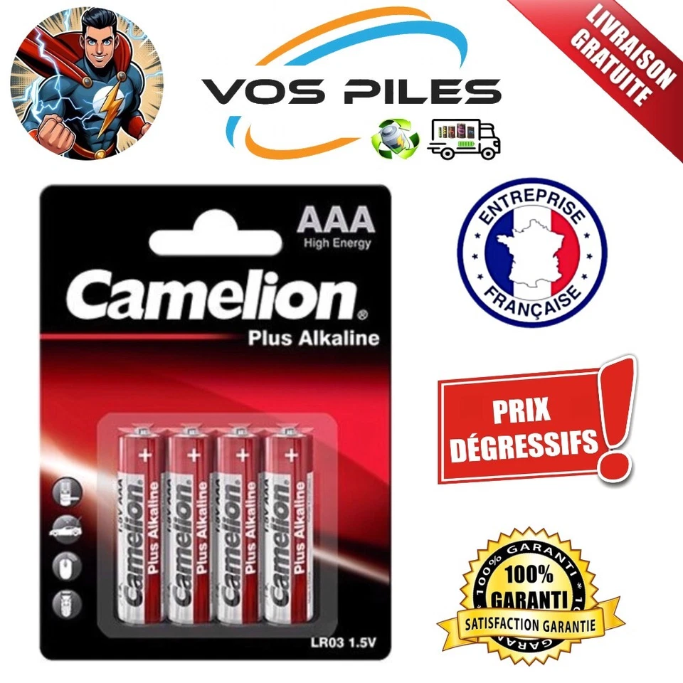 Piles Alcaline 1,5V AAA LR03 MN2400 E92 LR3 AM4 MICRO 1250 mAh ( Camelion ) - Photo 1/4