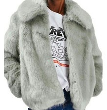 Topshop Claire Faux Fur Coat Gray Size 12us