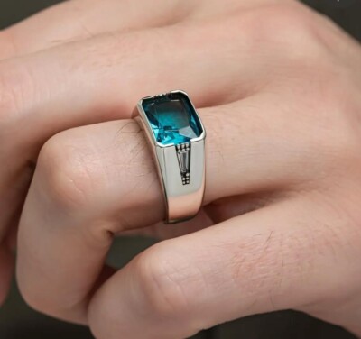 VINTAGE RING 925 SILBER - MIT BLAUEN / GRÜNEN STEIN (Gebraucht) In Für