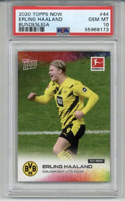 2020 TOPPS NOW BUNDESLIGA GOLDEN BOY HITS FOUR #44 ERLING HAALAND PSA 10 LOW POP