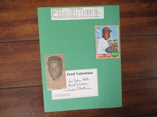 FRED VALENTINE(D-22)Signed Trimmed Index Card w/8 x 11 Display w/1968 Topps/Obit