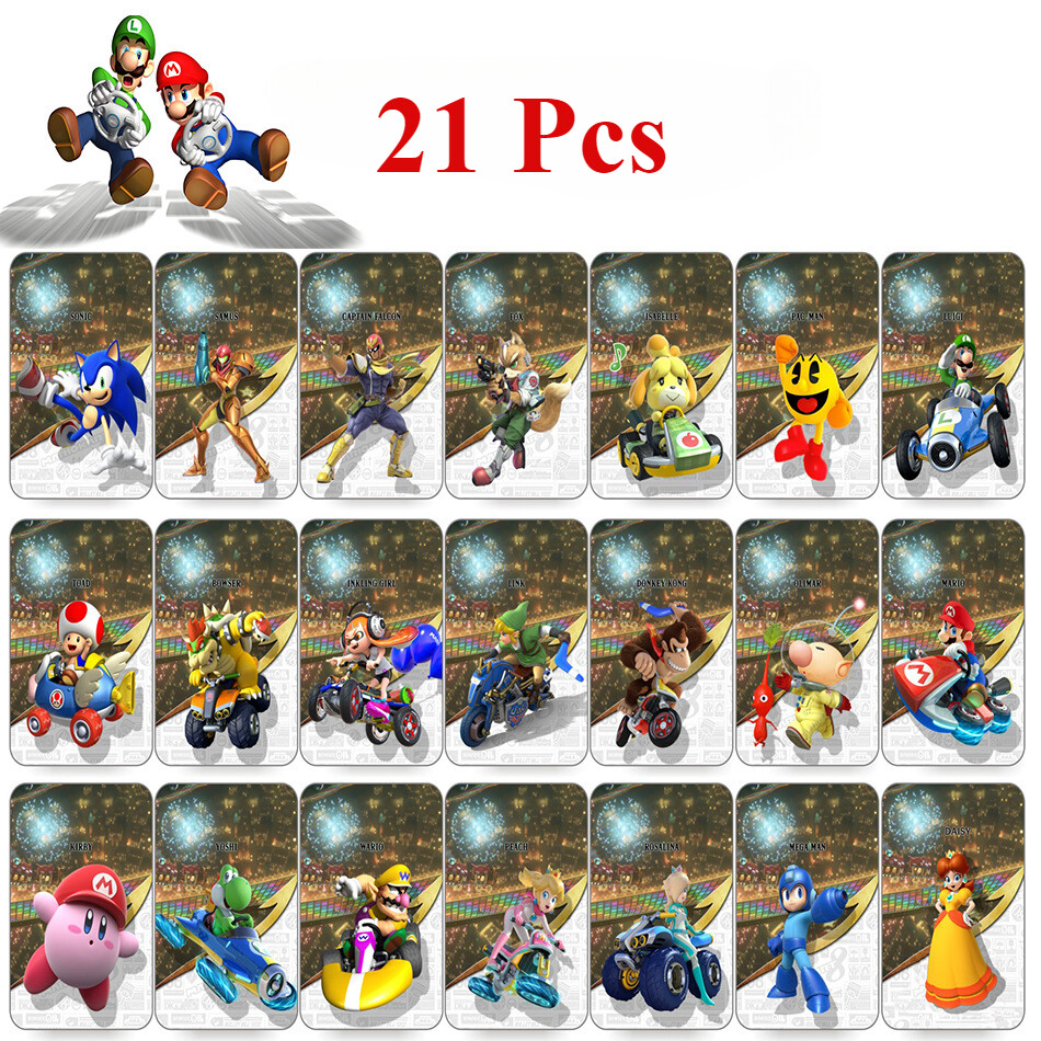 21 pcs/Set Mario Kart 8/9 Deluxe Amiibo NFC Game Cards For