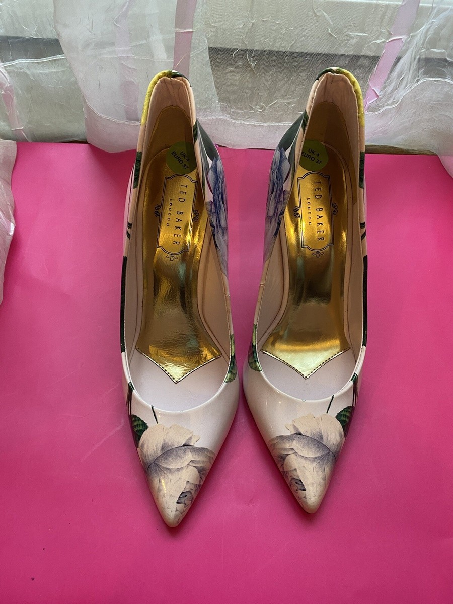 Ted Baker pink floral patent leather heels /37 UK
