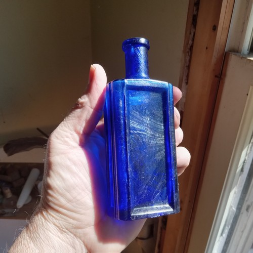 BOSWELL & WARNER'S COLORIDO DÉCADA DE 1870 BOTELLA COLOR CABELLO AZUL COBALTO GRAN CHIP COMO ESTÁ - Imagen 7 de 10