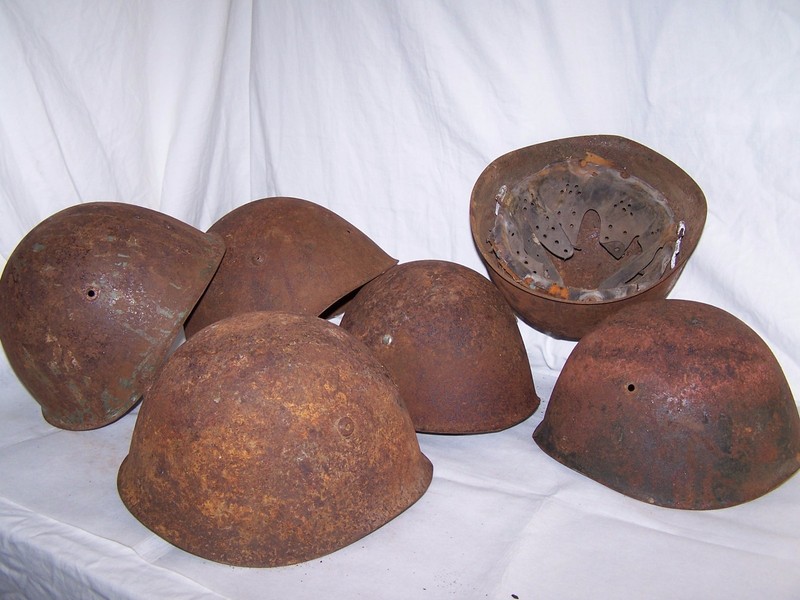 Battlefield Pickups: Italian M33 helmet shells. 3 per lot. Variations. WW2 era. 