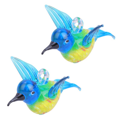 2Pcs colorful crystal hummingbird bird sculptures hummingbird decoration Crystal