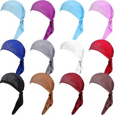 Mumufy 12 Pcs Chemo Head Scarf Pre Tied Stretchy Head Wrap Hair Turban Alopec...