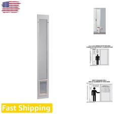Adjustable Aluminum Pet Patio Door 77-80" White - 7x11" Flap, Renters Friendly