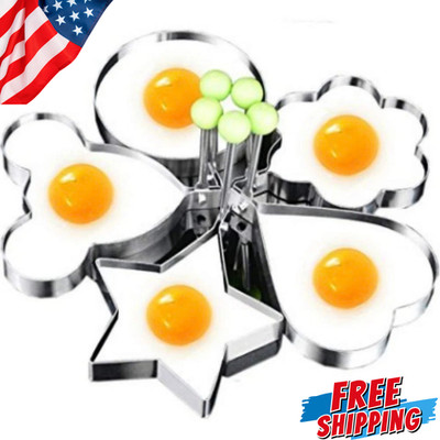 5Pcs Fried Egg Non Stick Stainless Steel Pancake Ring Mold Cooking Kitchen Tools