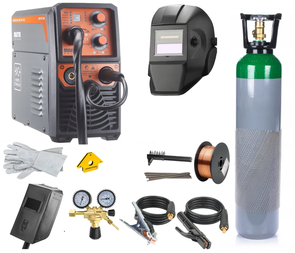 MIG MMA TIG Welder 200A Gas/Gasless Welding Synergy Machine 8L Gas cylinder - Image 4 of 4