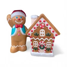32 Gingerbread Man & 28 Gingerbread House Christmas Lighted Blow Mold Set Of 2