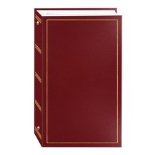 Photo Album 3 Ring Burgundy Holds 504 4x6 Photos Leather Pocket Binder