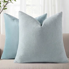 Decorative Chenille Throw Pillow Covers 20x20 Set of 2, Luxury Soft Velvet Pi...