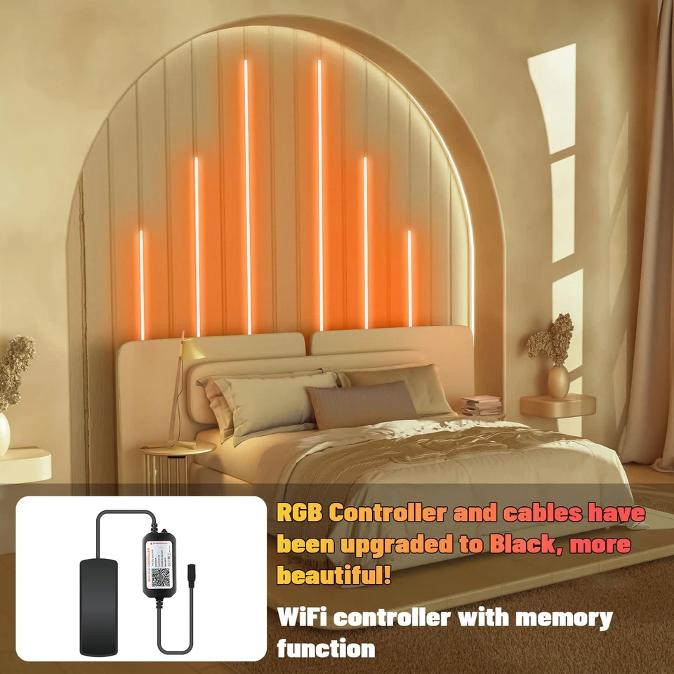 RGB Black Smart Recessed Lighting for Acoustic Panel, 6 Pcs WiFi LED Strip Li... - Image 2 of 4