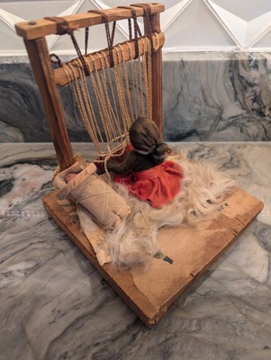 Navajo Weaver Art, mit Papoose Baby Figur, Volkskunst Indianer