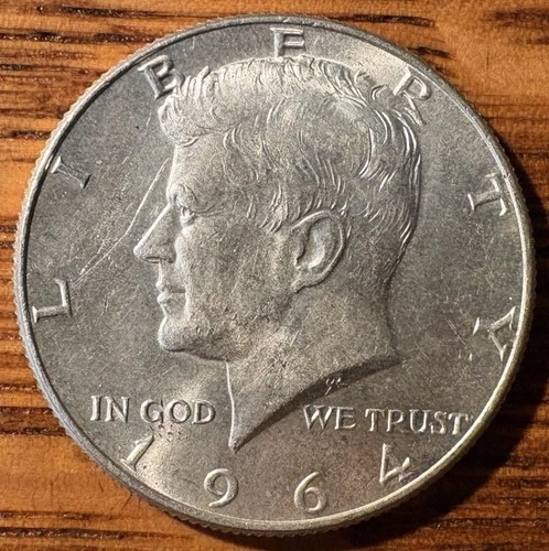 1964 D Kennedy Silver Half Dollar - AU Quality - #55 - FREE SHIPPING