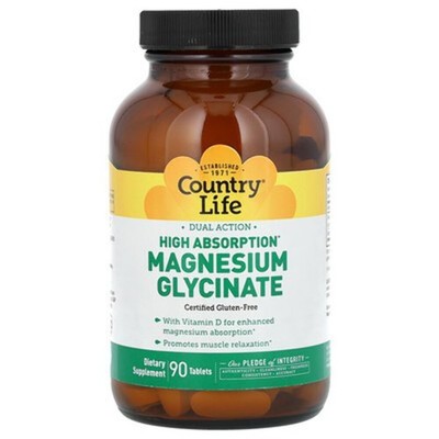 1/2027 Country Life High Absorption Magnesium Glycinate Vitamin | 90 Tabs
