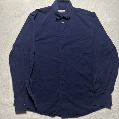 VTG Versace Collection Trend Medusa Logo Dress Shirt Blue Stripe Mens L Designer