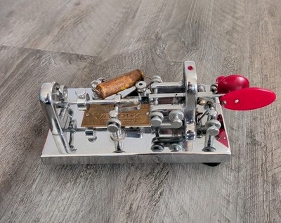 1953 Original Vibroplex Delux Telegraph Morse Key Bug Chrome #181690 Deluxe