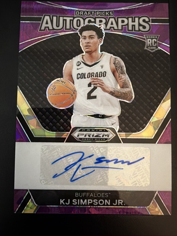 2024 PANINI PRIZM DRAFT KJ SIMPSON JR. RC AUTO 24/99 PURPLE ICE PRIZM AUTOGRAPH