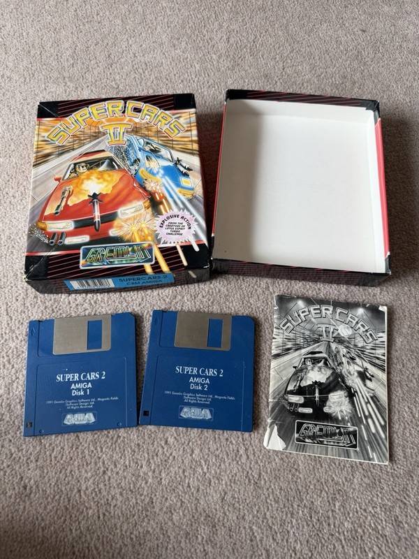 Super Cars II Amiga Complete Big Box Original Gremlin Release w/ Manual