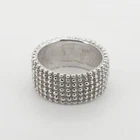 Vintage Silver Beaded Ring Wide Band Bead Brutalist Textured Statement 925 Sz P