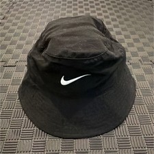 Nike Boys Black Bucket Hat Child Size UPF 40 Logo Accent Casual Solid Summer
