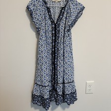 Ann Taylor  Loft Dress Size XS Blue Floral Knee Length