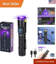 UV Flashlight 395 NM - Rechargeable Black Light, Ideal for Pet Urine Detection