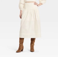 Women Eyelet Midi Skirt - A New Day Cream S