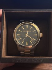AUTHENTIC Michael Kors MK7064 - Runway - 45mm Silver/Black - Only Needs Battery