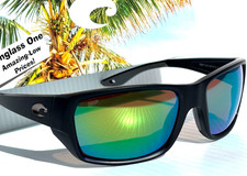 Costa Del Mar TAILFIN Mt Black POLARIZED Green Mirror 580P Sunglass 9113-07 57mm