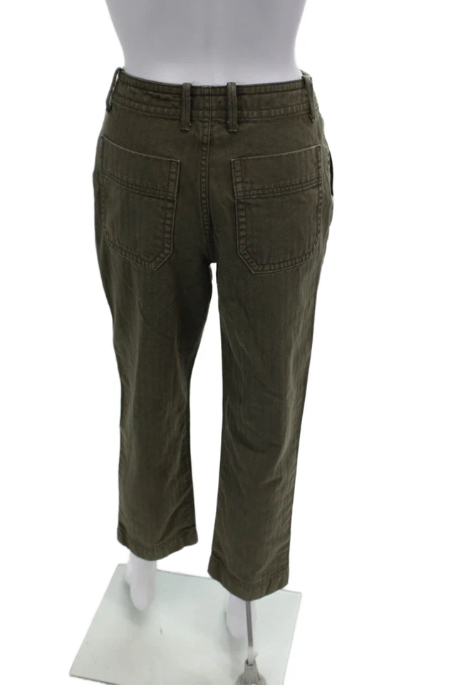 Everlane Women's Button Closure Pocket Straight Leg Casual Pants Green Size 0 - Image 3 of 4