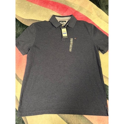 Tommy Hilfiger Mens Custom Fit Polo Shirt Navy Blue Heather XL 863521684-411 NWT