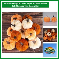 12 Pcs Soft Velvet Fall Pumpkin Decor - Elegant Thanksgiving Home Accents