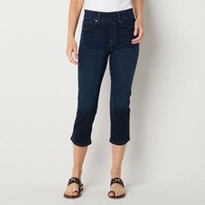Gloria Vanderbilt Shape Effect Pull-on Capri Jeans Womens 16 Blue Dark Wash NEW