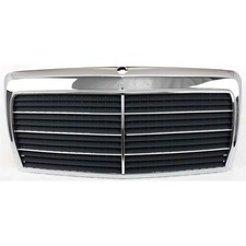 Grille For 86-93 Mercedes Benz 300e 90-93 300d Chrome Shell W Gray Insert