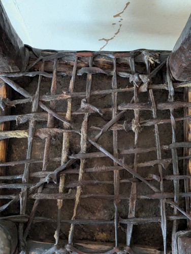 Antique Ethiopia Afar Tribe Leather Top Four Wood Legged Stool Beautiful Patina - Picture 6 of 12