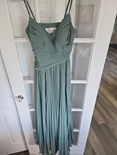 Azazie Eucalyptus Green Chiffon Sleeveless Spaghetti strap formal Dress size A2