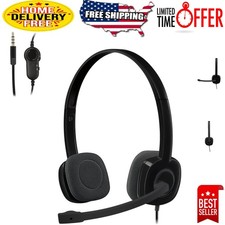 High-Quality Analog Headset with Noise-Cancellation  Flexible Boom Mic - Black