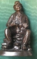 Statue, Cast Metal. Old Man. Lovely expression!