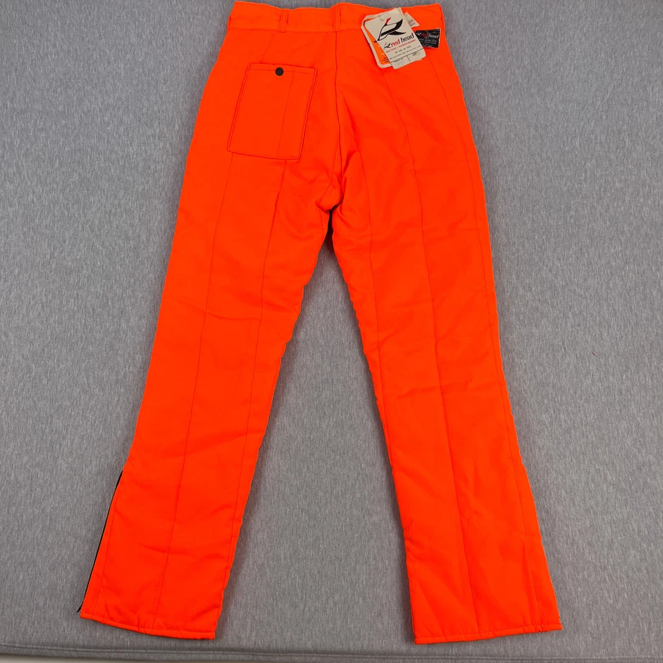 Vintage RedHead Insulated Pants Mens M 34x31 Hunting Orange NEW Deadstock 80s - Image 4 of 4