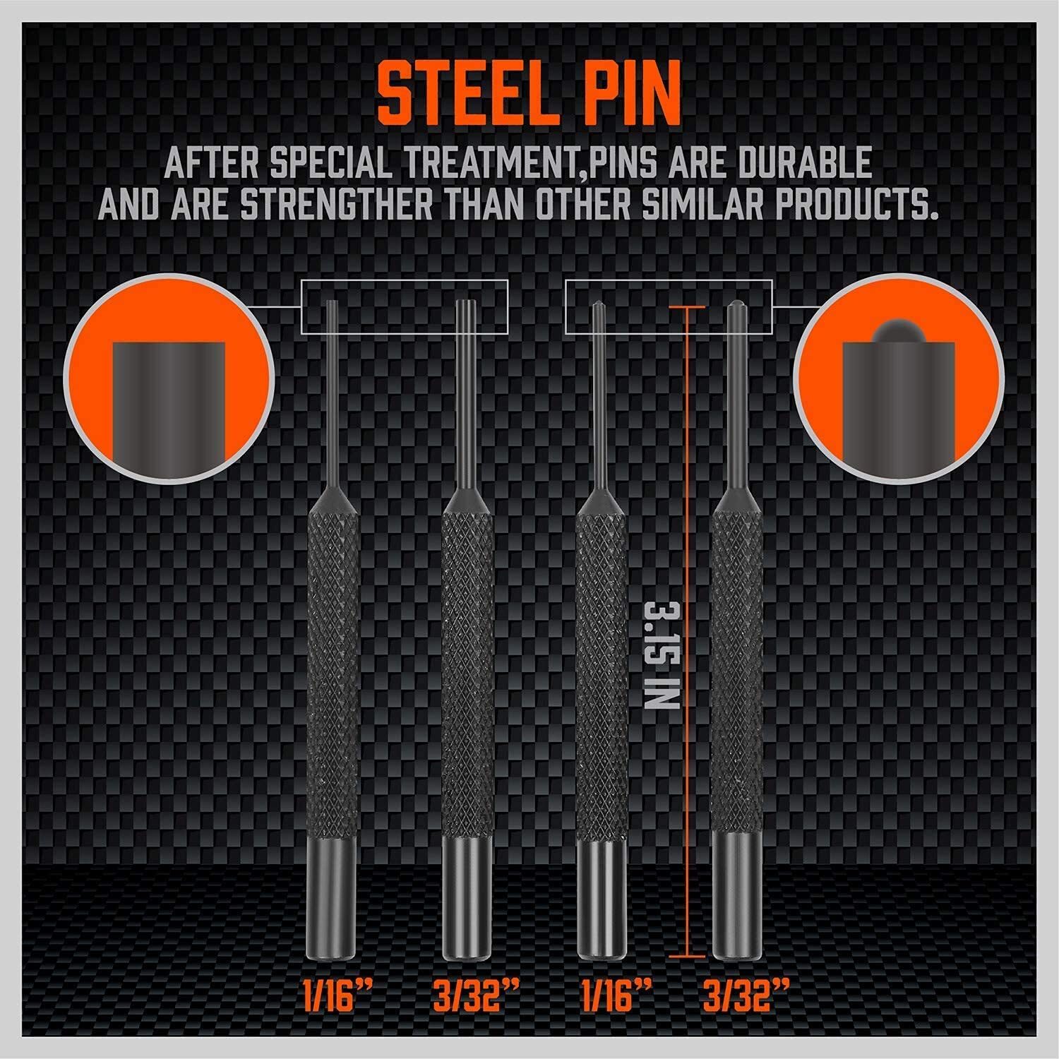 22pcs Pin Punch Set Brass Steel Plastic Punches and Hammer Gunsmith