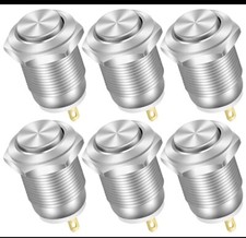 6 New Switch 12V 12mm Momentary Push Button Switch Round Metal Waterproof 2 Pin