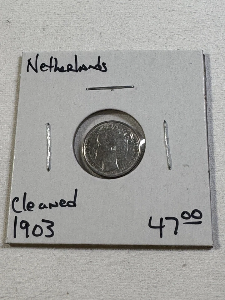 1903 Netherlands 10 Cents Small Silver Coin Cleaned - Image 2 of 4